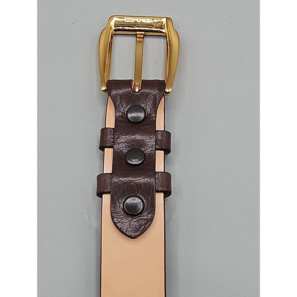 Men's Brown Asian Buffalo Belt Handcrafted In USA Brass Buckle 38 Nick Hilton